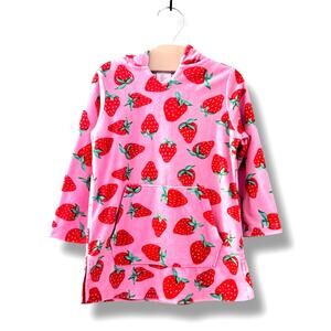 🐞3/$22 Tommy Bahama Girls Cover Up 2T Pink Strawberry Terry Cloth Hooded